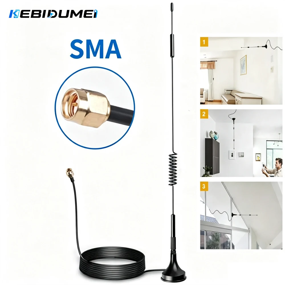 Kebidumei Antena Magnética 4G Lte de 12dBi 700‑2700MHz Sma Macho CRC9 TS9 Antena Externa para Router de Coche Amplificador de Señal Gsm Lte