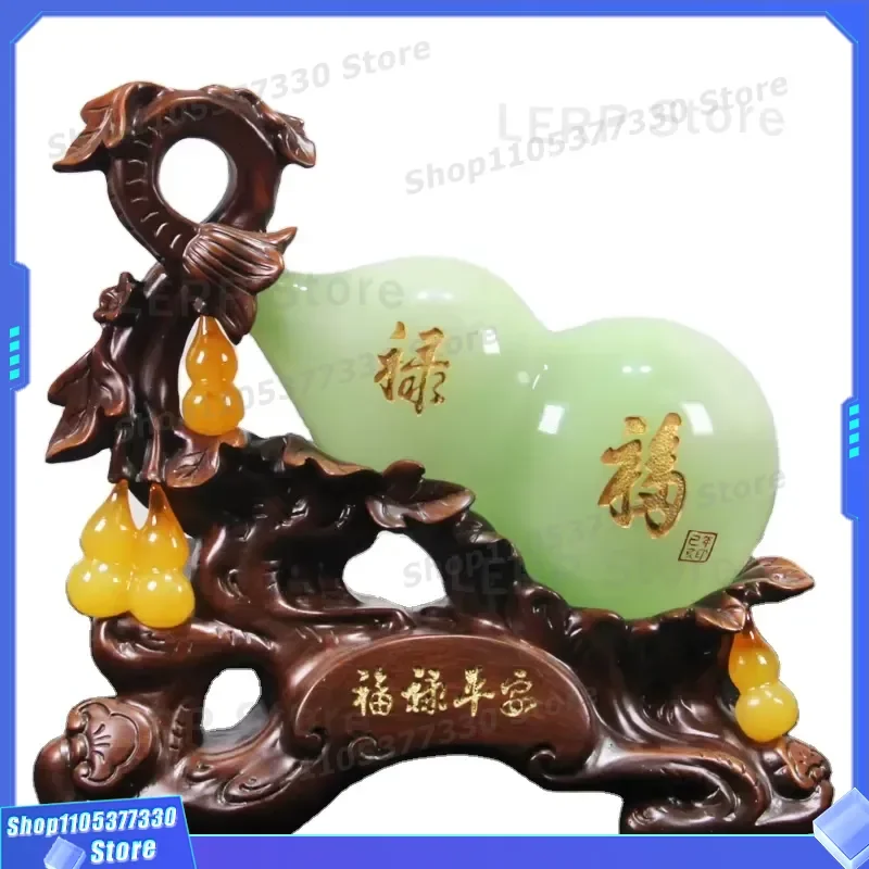 2025 Chinese Feng Shui Resin Gourd Bottle Sculpture Colored Glass Jade Home Decoration Craft Lucky Ornament for Living Room