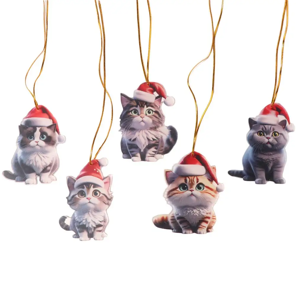 

Backpack Acrylic Christmas Tree Pendant Hanging Animal Cartoon Cat Christmas Hanging 2D Flat Cute Xmas Tree Ornaments Garden
