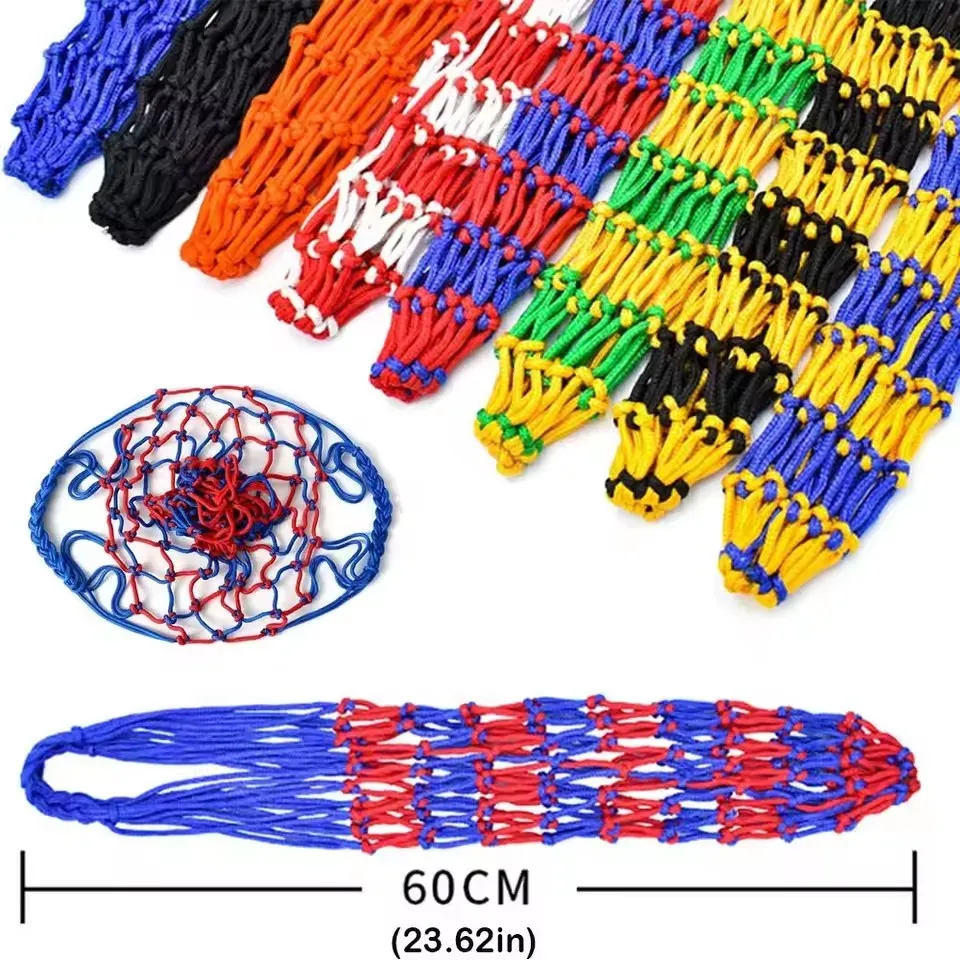 New Basketball Net Bag Strong Bold Dense Polypropylene Rope Multiple Colors Ball Mesh Pocket Portable Sports Equipment Football