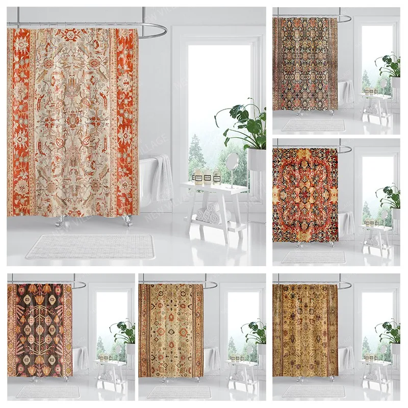 Waterproof fabric shower curtains Bathroom curtain accessories Bath curtain for shower 180x200cm 240*200 boho decoration vintage