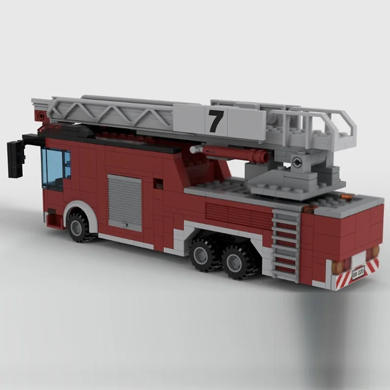 Urban Rescue Vehicles Model MOC Building Bricks Firedome Aerial Ladder Truck Modular Technology Children Gift Assemble Toy Suit