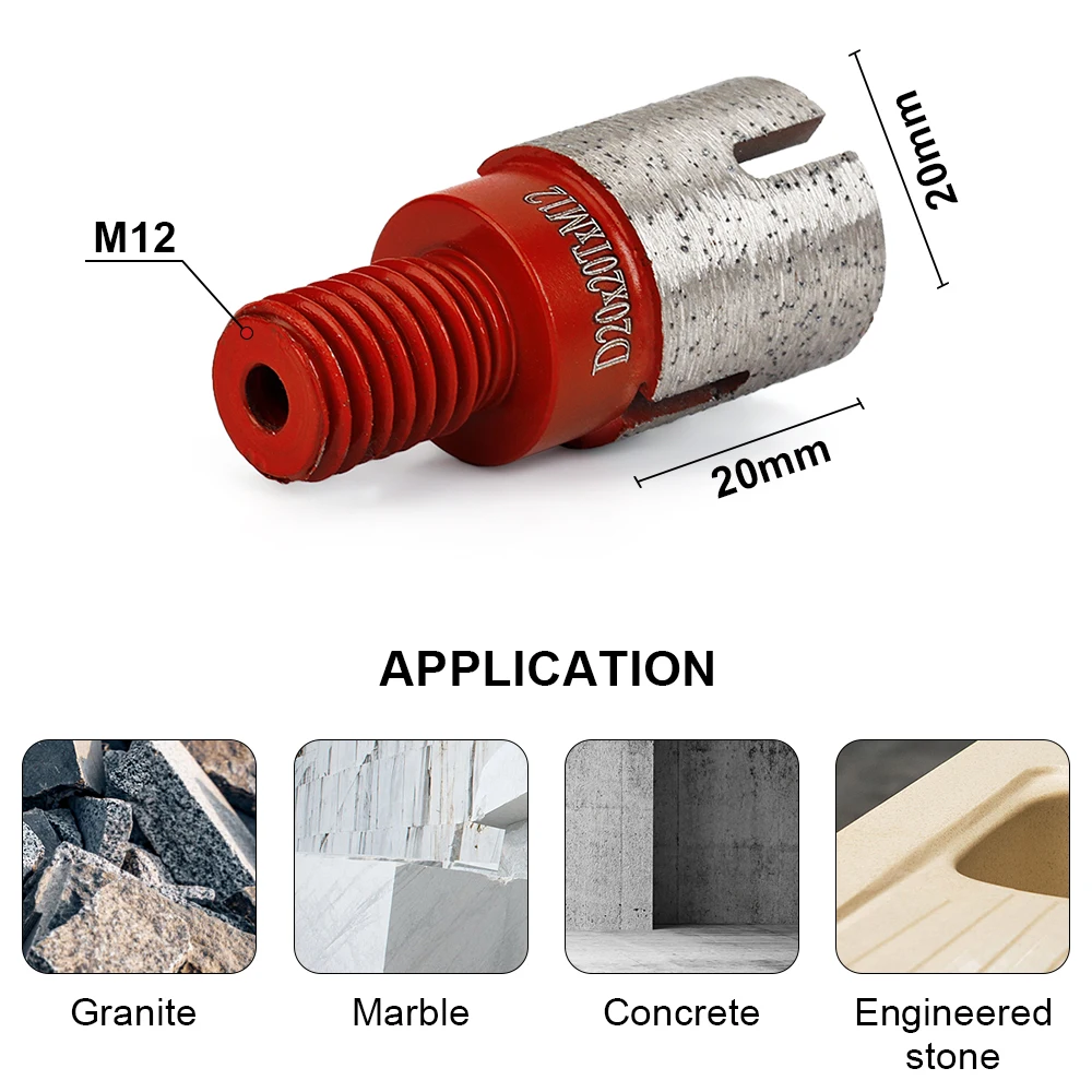 M12 CNC Finger Diamond Bit 20mm Diamond Finger Bits for Granite, Marble and Natural Stone Smooth Drilling