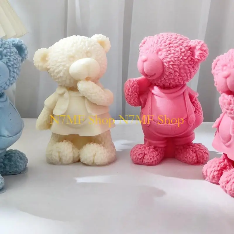 

N7MF 3-dimensional Mold Standing Bear Craft Art Silicone Mold for Making Hand-made Soap Desk Ornaments