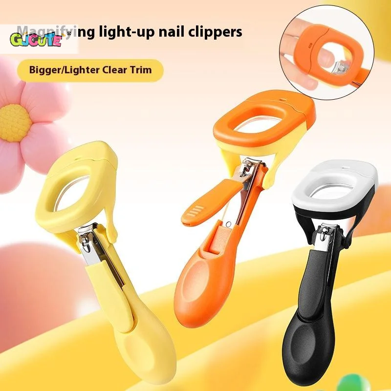 

Baby Elderly Nail Clippers With LED Light/Magnifying Glass Splashproof Nail Trimmer Fingernails Toenails Nail Scissors Care