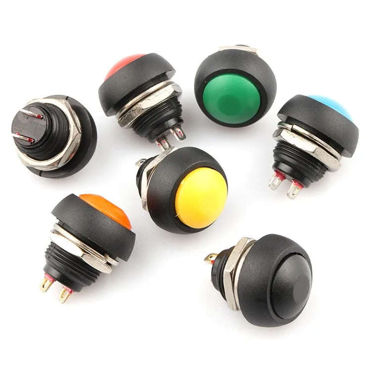 10pcs PBS-33B unlocked switch with cable Small push-button switch Waterproof switch Open hole 12MM cable length 100MM