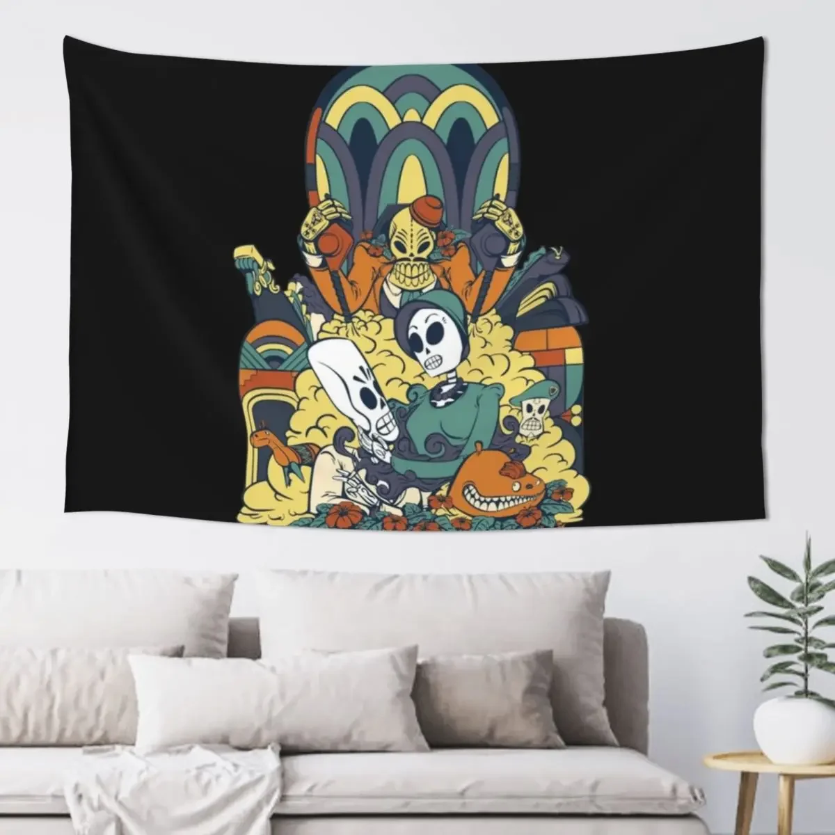 Grim Fandango Vintage Videogame Artwork Tapestry Room Decor Aesthetic Wallpapers Home Decor Home Decoration Accessories Tapestry