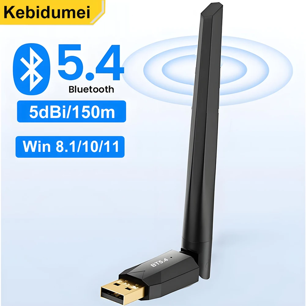 Usb bluetooth 5.3 5.4 adaptador 150m usb dongle adaptador sem fio música receptor de áudio transmissor antena para pc mouse teclado