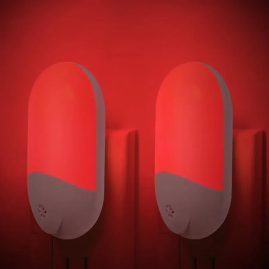 

670nm Red Light Night Light for Sleep Therapy[] - Zero Blue Light, with Dusk to Dawn Sensor Auto On/Off LED Red Night Light Plu