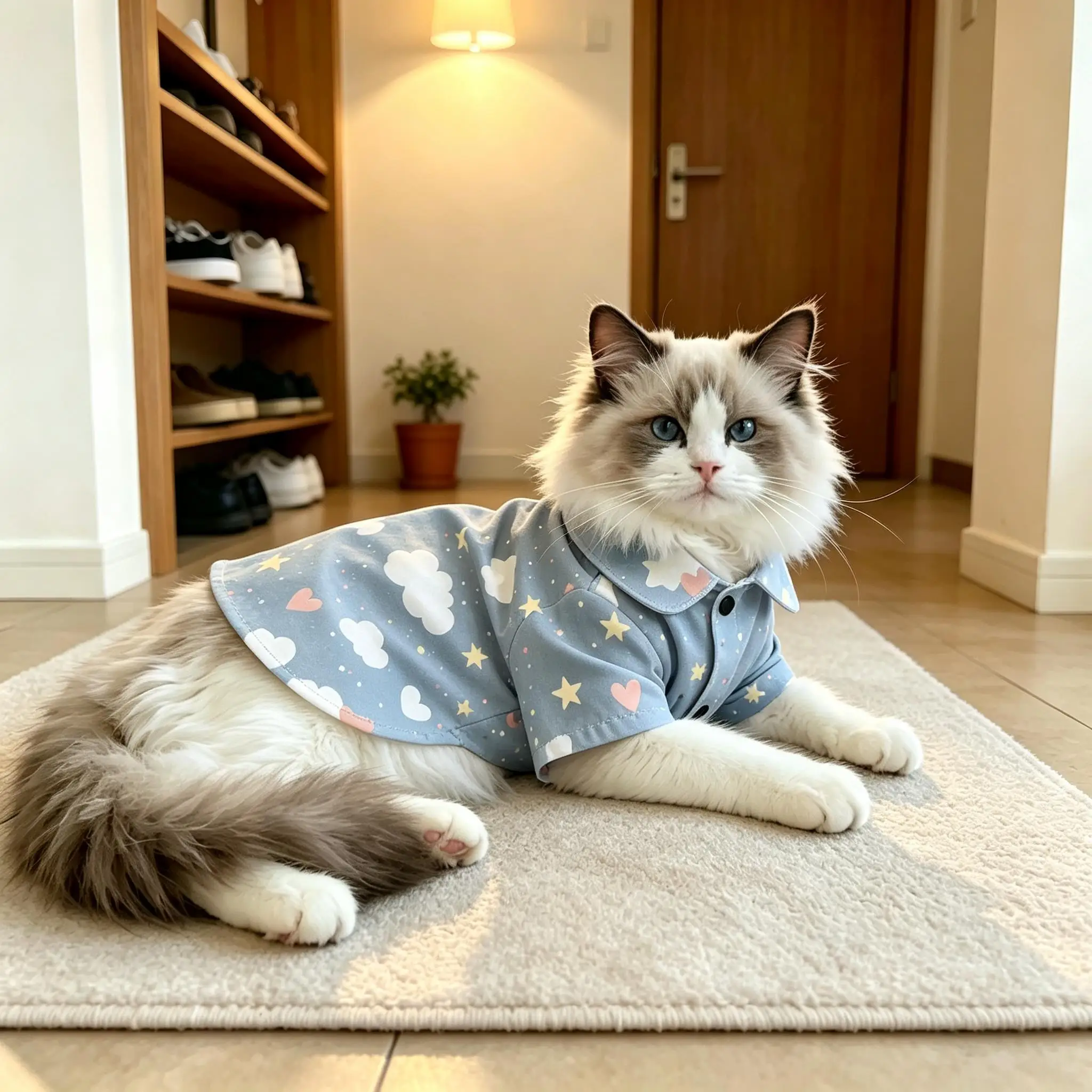 Pet Cat Shirt Light Yellow Bear Heart Print Comfortable Button Up for Small Medium Cats Cute Animal Theme Daily Wear