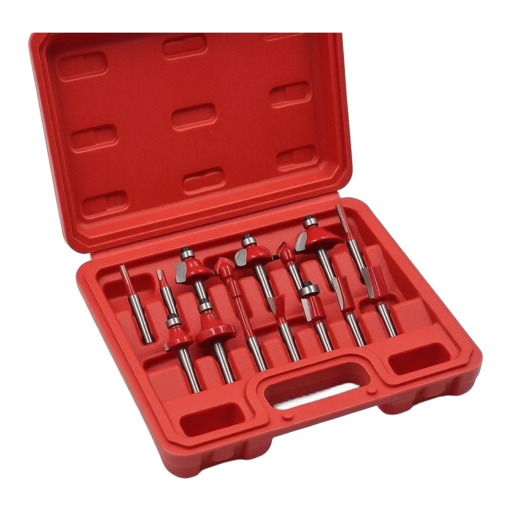 12/15pcs Wood Router Bit Set 1/4in Shank Woodworking Router Bit Edge Trimming Machine Wood Milling Cutter Woodworking Tools