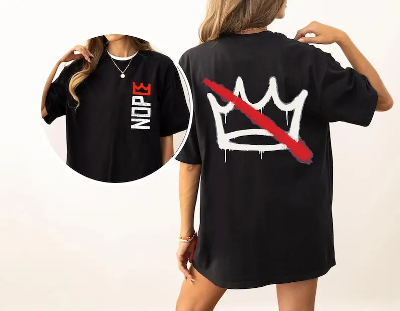 

Двусторонняя футболка Crown No Kings, политические рубашки для защиты от Maga, хлопковые топы высокого качества, футболка с графическим рисунком, короткая рубашка унисекс для взрослых