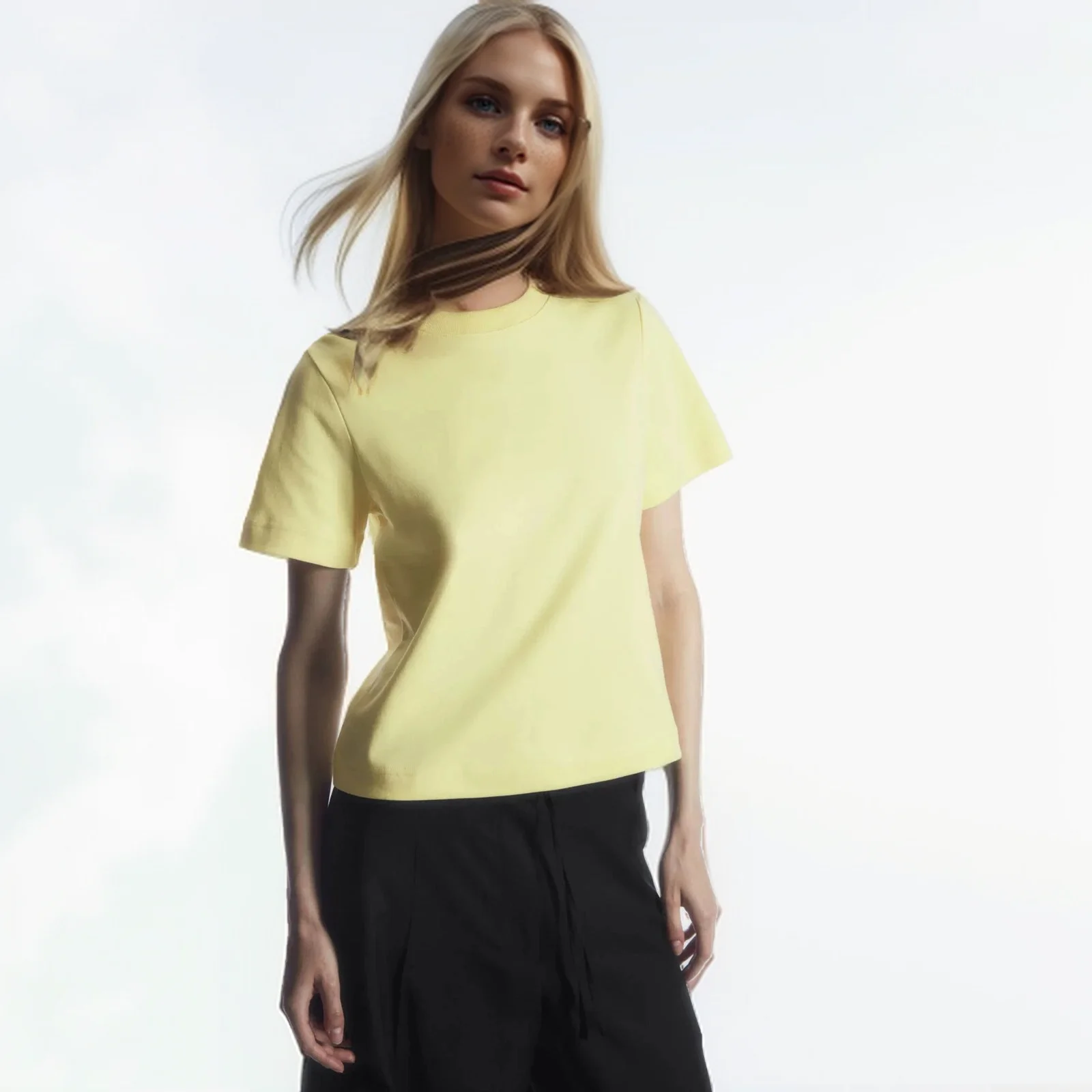 

Cos Lris Women's 2024 Summer New Standard Fit Color Block Round Neck Short Sleeve T-Shirt Yellow 0960679094