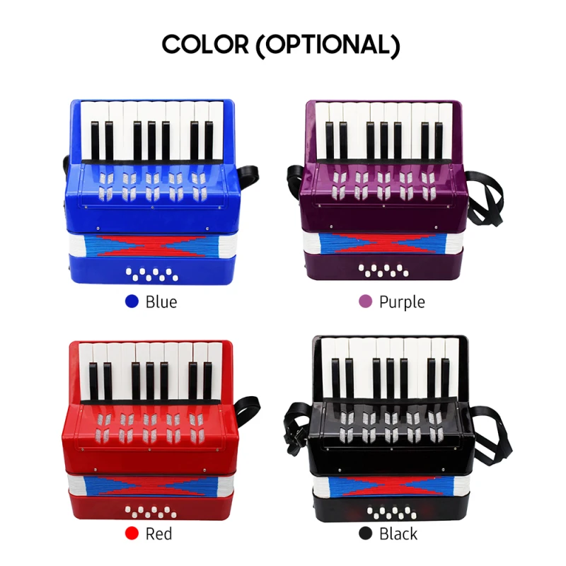 Kids Children Accordion 17-Key 8 Bass Mini Small Accordion Educational Musical Instrument for Beginner Birthday New Years Gift