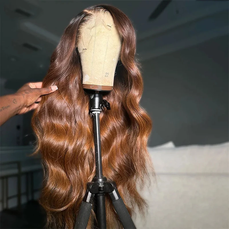 

26inch 180%Density Ombre Brown Long 5x5 Silk Base Wave Jewish Human With BabyHair HD Lace European Hair Preplucked Glueless