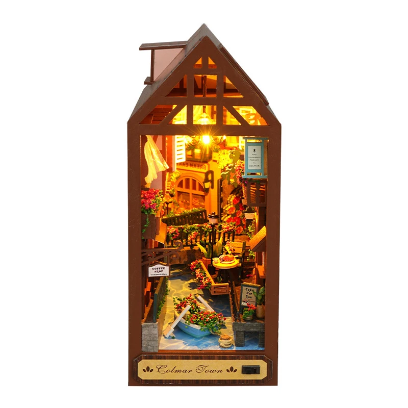 DIY Boek Nook Kit Plank Inser Poppenhuis Modelbouwpakket Houten Boekenplank Kamer Poppenhuis Boekensteun Speelgoed Voor Volwassenen Verjaardagscadeautjes - afbeelding 2