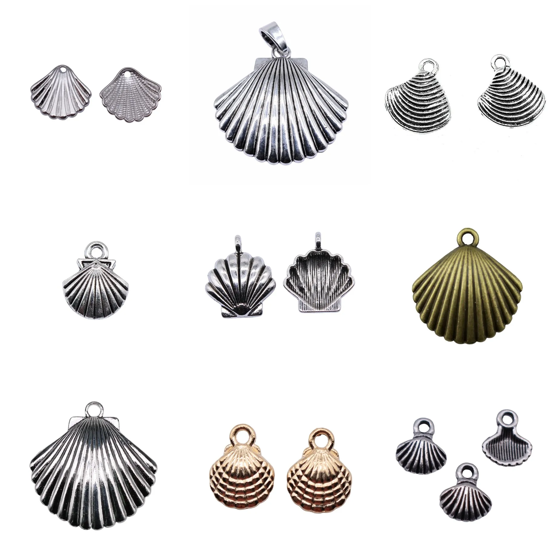 Antique Silver Color Natural Shell Charms Pendant Ocean Beach Charm For Necklace Bracelet Earring DIY Jewelry Findings