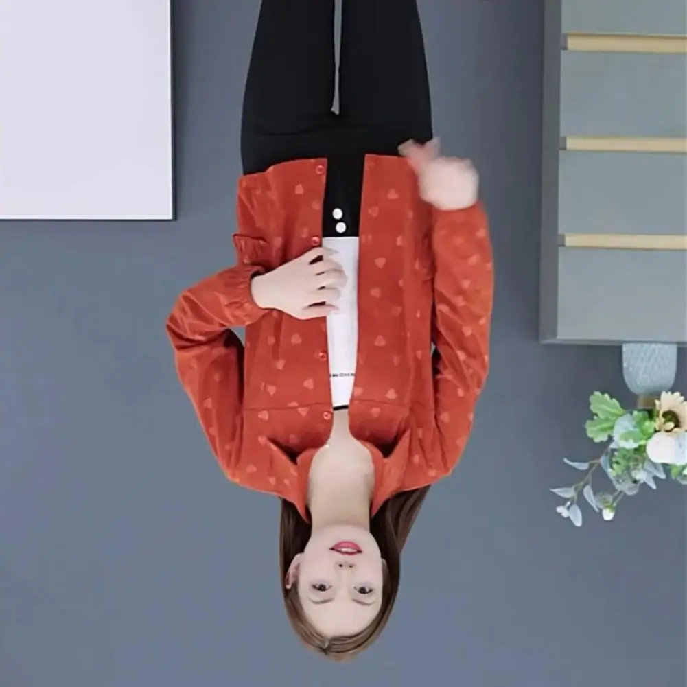 Oversized Corduroy Shackets Jacket 2025 Heart Printed Corduroy Women Coat Winter Corduroy Jacket Long Sleeves Fall Outerwear