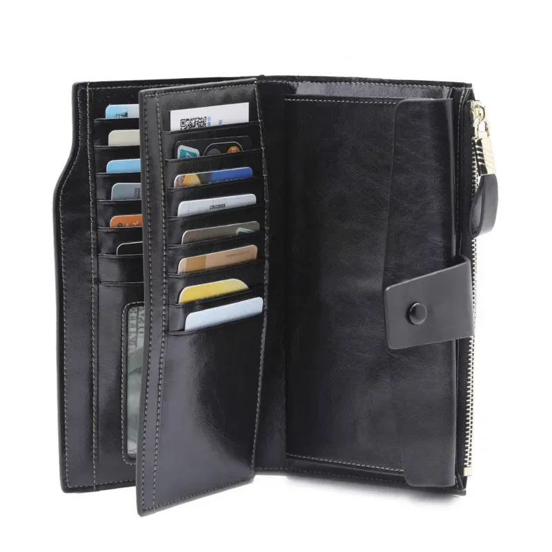 Fashion Genuine Leather Women Purses Female Leather Wallet Cell Phone Pocket Long Women Purse Hasp Lady Bags Card Holder