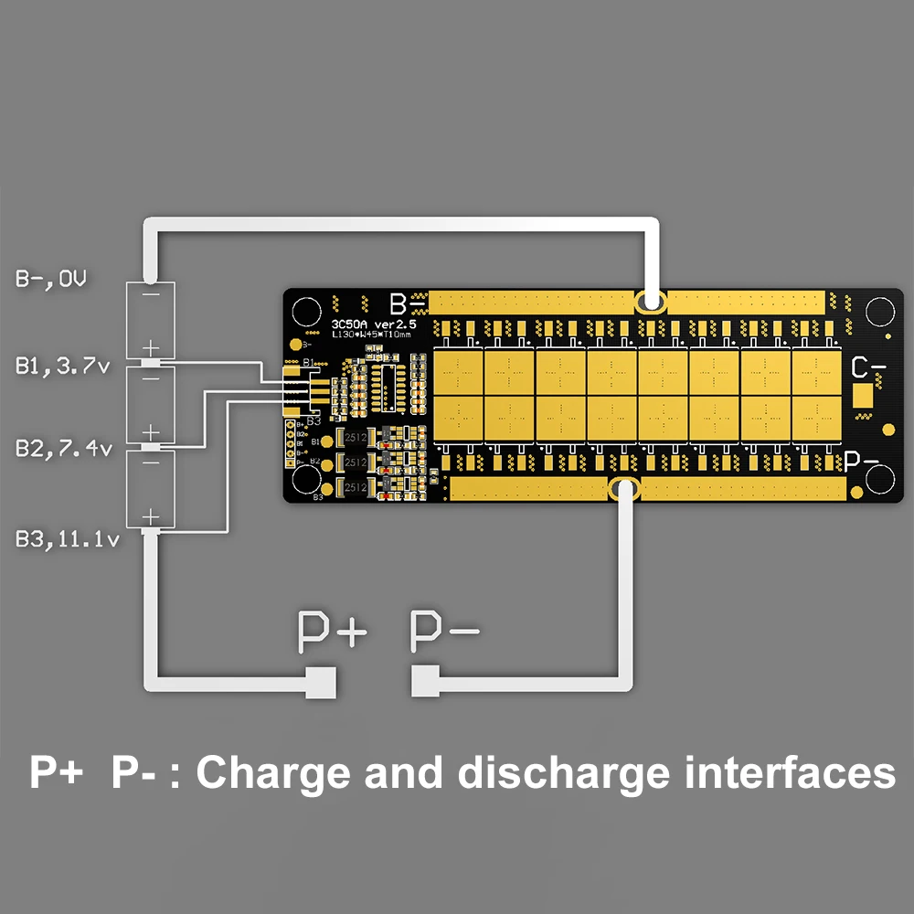 3S 50A scheda di protezione della ricarica della batteria al litio ternaria stessa porta sistema di gestione della batteria del modulo di