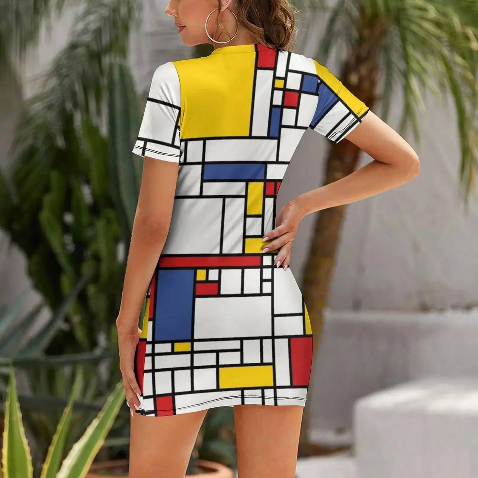 Customization Piet Mondrian Short-Sleeved Dress party dresses woman Long dress Dress woman beach