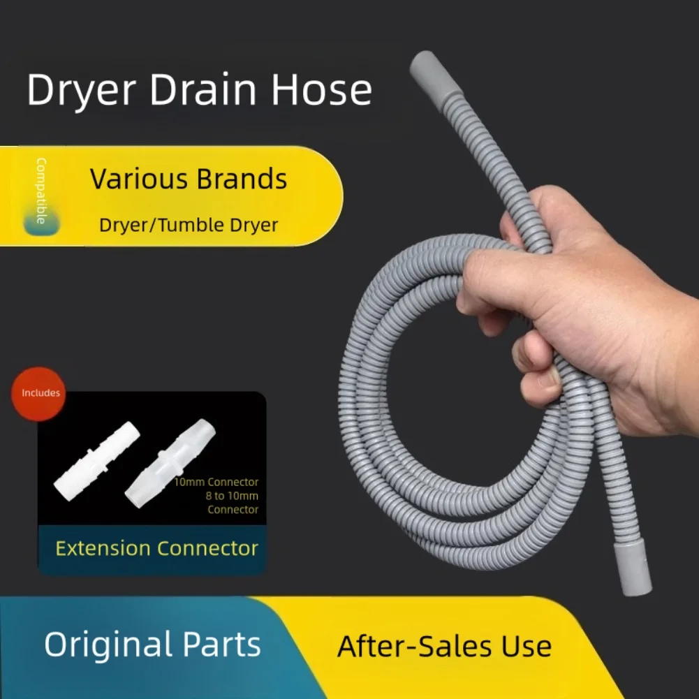 1pcs 1.5m/2m Dryer Drain Pipe For Midea For Haier For Siemens Dryers Drain Extension Pipe Adapter Drainage Tube 10mm Inner Dia