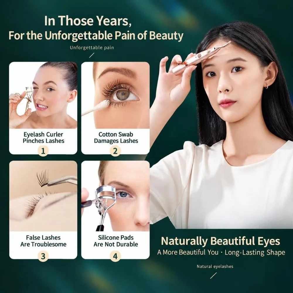 2 In 1 Electric Eyelash Curler Two-Gear Temperature Adjustment 3D Micro-Trimming Eyebrow Shaver Heated Rechargeable