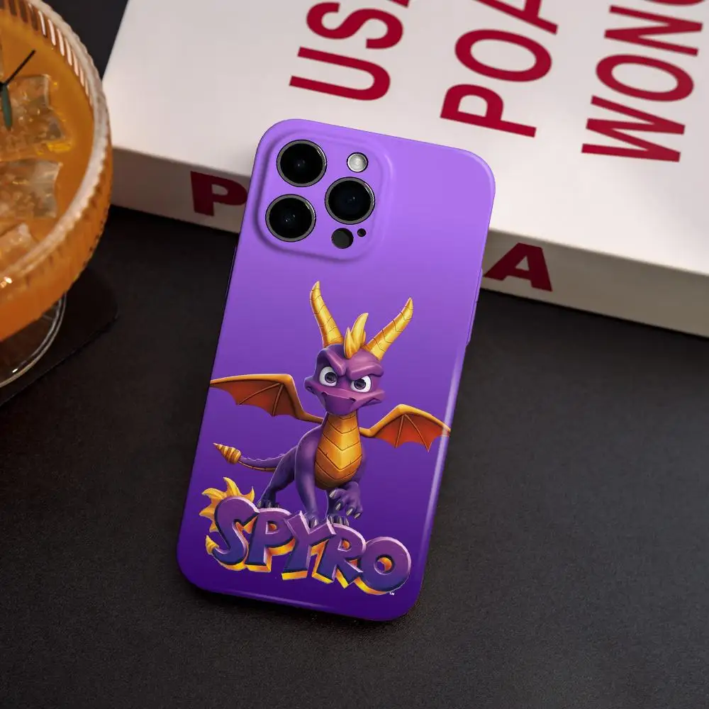 Game S-Spyro Series Dragon Phone Case For iPhone 17 16 15 14 13 12 Pro Max Plus Glossy HD Fine Hole Liquid Film Soft Shell