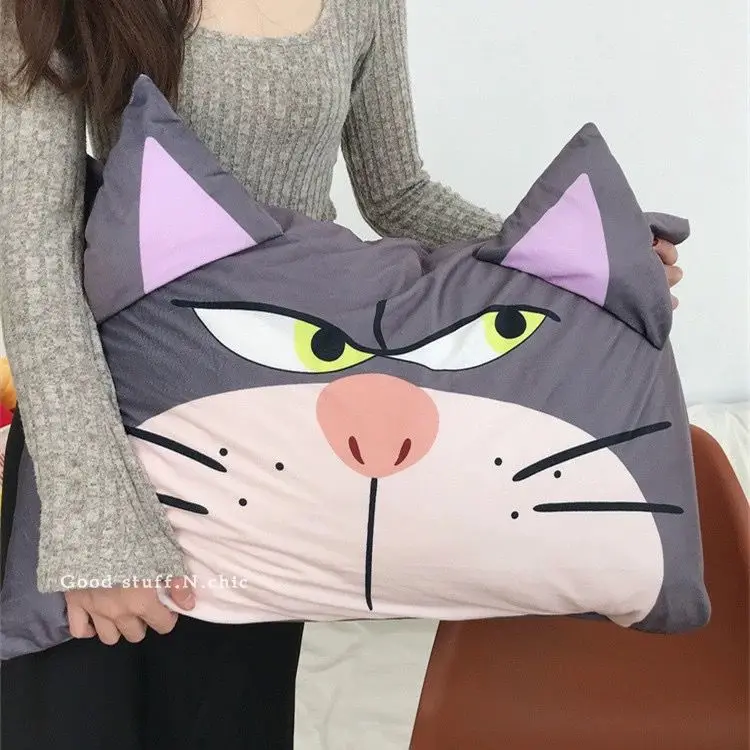 Disney Lucifer Cat Pillowcase Lovely Lucifer Cat Plush Pillow Cover Cute Anime Grey Cat Pillowcase Bed Home Decor Gifts Girl