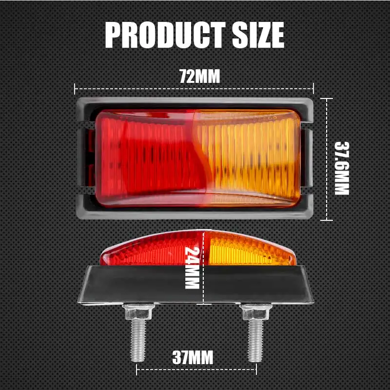 8 LED Side Marker Light Red Amber Turn Signal Light Warning Reverse Light Brake Stop Lamp For Trucks Bus Trailer Tractor 12V 24V