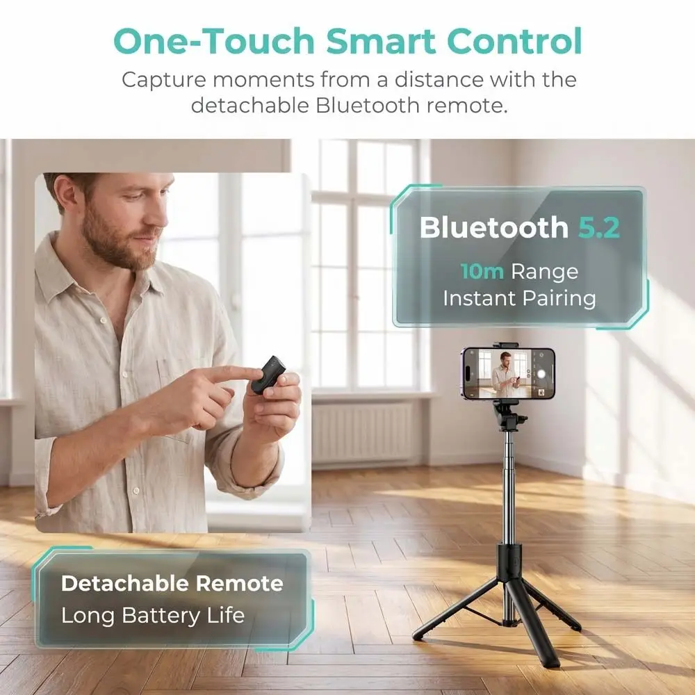 

360° Rotating Telescopic Selfie Stick Portable Handheld Bluetooth Selfie Stick Adjustable Lightweight Selfie Stick Tripod