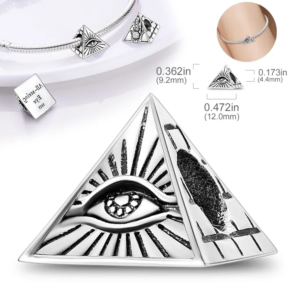 S925 Sterling Silver Gold Pyramid Mummy Double Charm Elephant Beads Fit Pandora Bracelet Fine Jewelry Making for Women Diy Gift