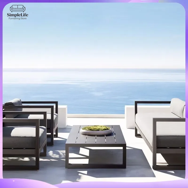 Outdoor Sofa Set with Coffee Table Waterproof Sunproof Aluminum Alloy Patio Furniture for Courtyard Villa Backyard Garden