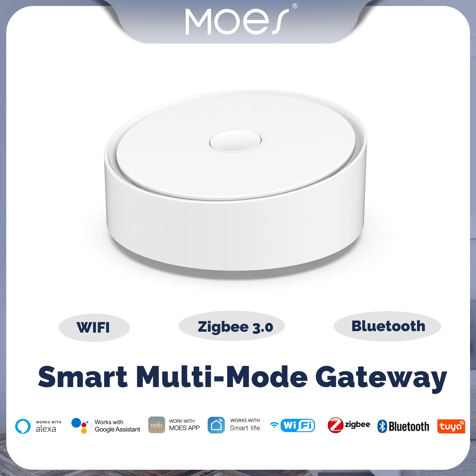 

MOES Multi-mode Smart Gateway ZigBee WiFi Bluetooth Mesh Hub Work with Tuya Smart App Remote/Voice Control via Alexa Google Home