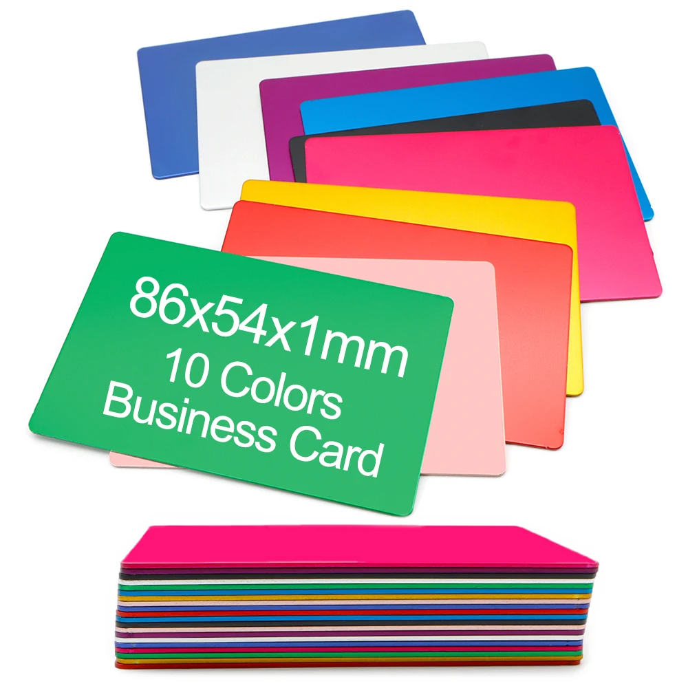 

Wholesale 100pcs Blank Aluminum Business Card Color Metal Nameplate Custom Engraving Tags Office Supplies Accessories