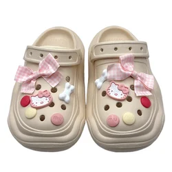 DIY niedlichen Cartoon Katze rosa Bogen Schuh Charms Clogs Slides Sandalen Garten Schuhe Dekorationen Charme Set Zubehör Kind Geschenk