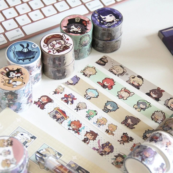 

1 Pcs New 2cm*5m Anime Genshin Impact Venti Zhongli DIY Masking Adhesive Washi Tapes Stickers School Stationery Cosplay Toys