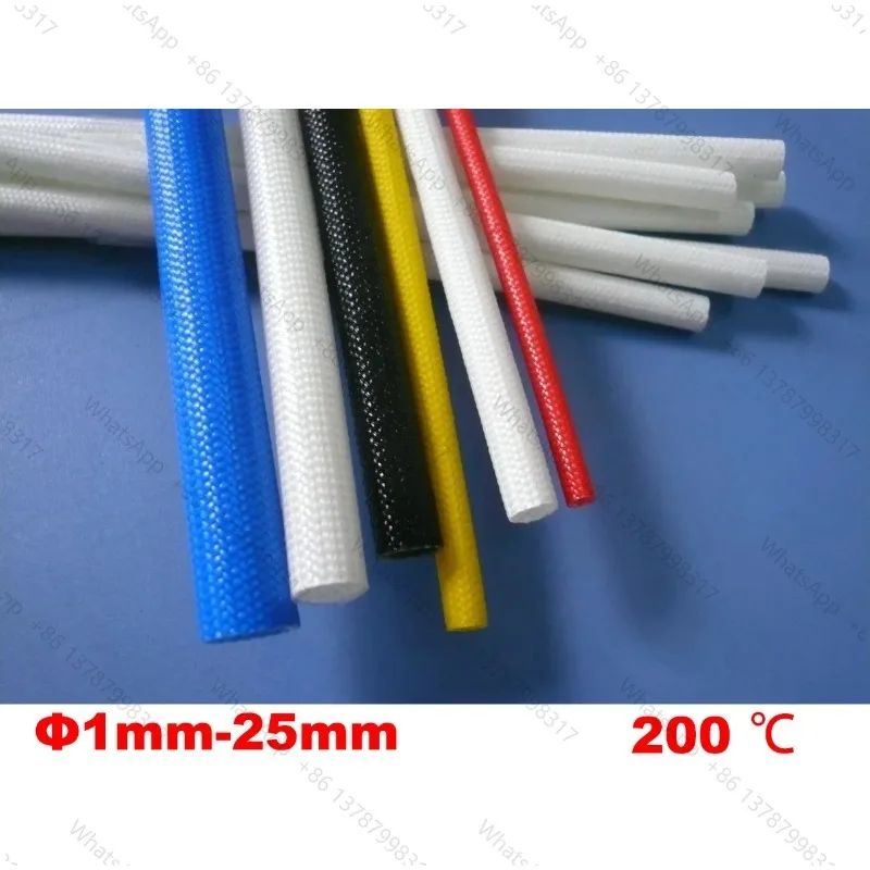 ID 3mm Fiberglass Tube Silicone Resin Braided Wire Sleeve Flame Resistant Fiber Glass Insulated Cable Protect Pipe 200 Deg.C