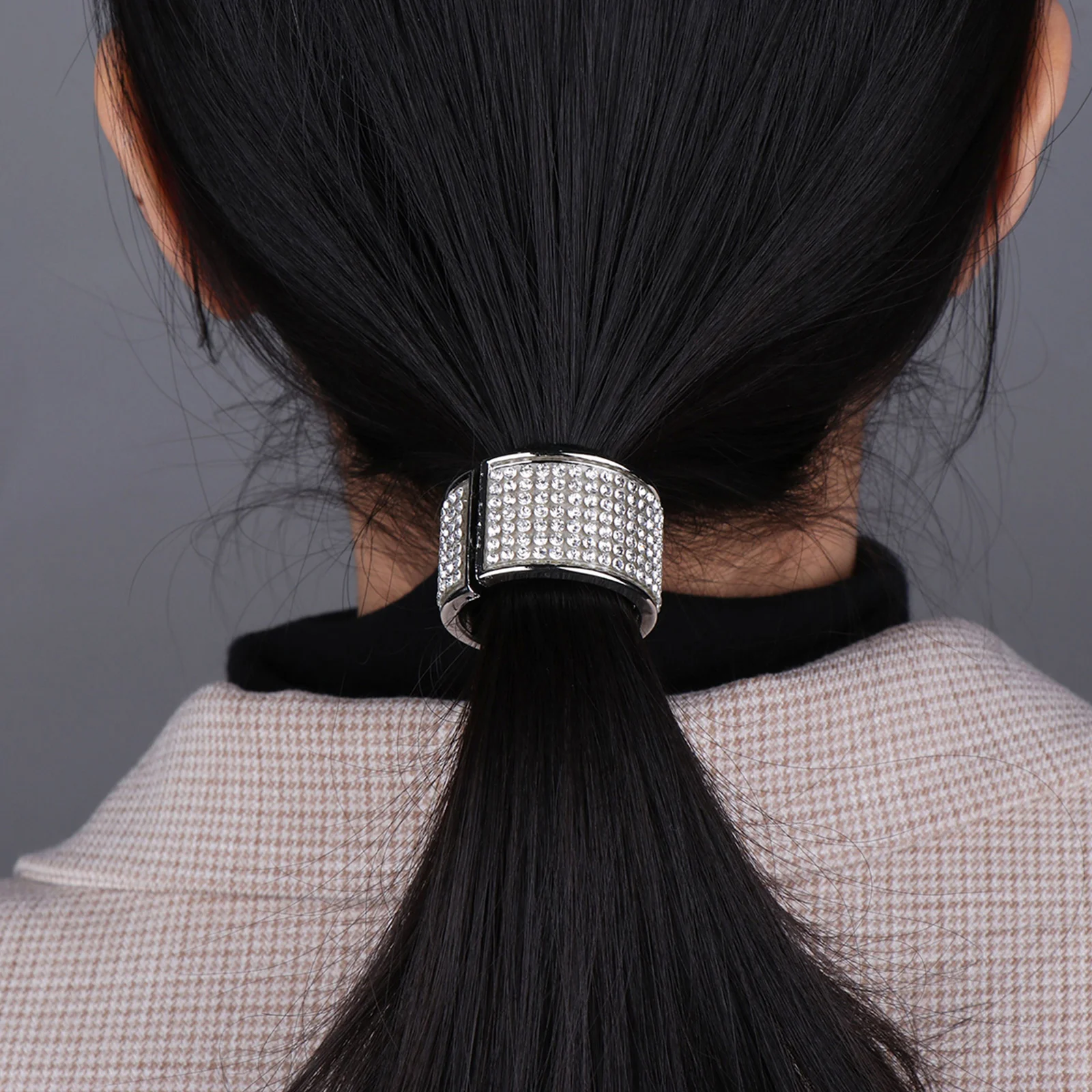 

3 Pcs Crystal Ponytail Buckle Ring Silver Hair Accessories Fashion Tie Simple Rope Carnival Rave Festival