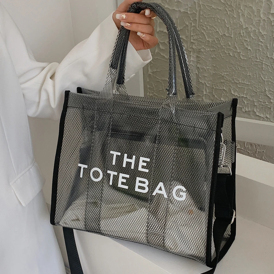 

Super Trended Women's Transparent Tote Bag Water Proof PVC Shoulder Crossbody Bags 2022 Summer Large Capacity Commute Handbags