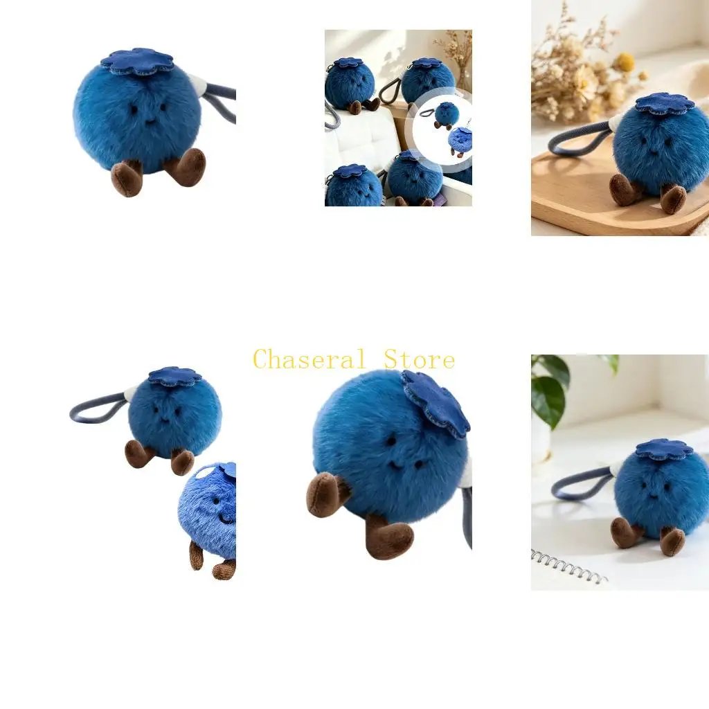 

E7CE Lovely Cartoon Fruit Plush Holder Furry Keyring Bag Charm Pendant For Kids Teens Gift Giving Hanging Ornament