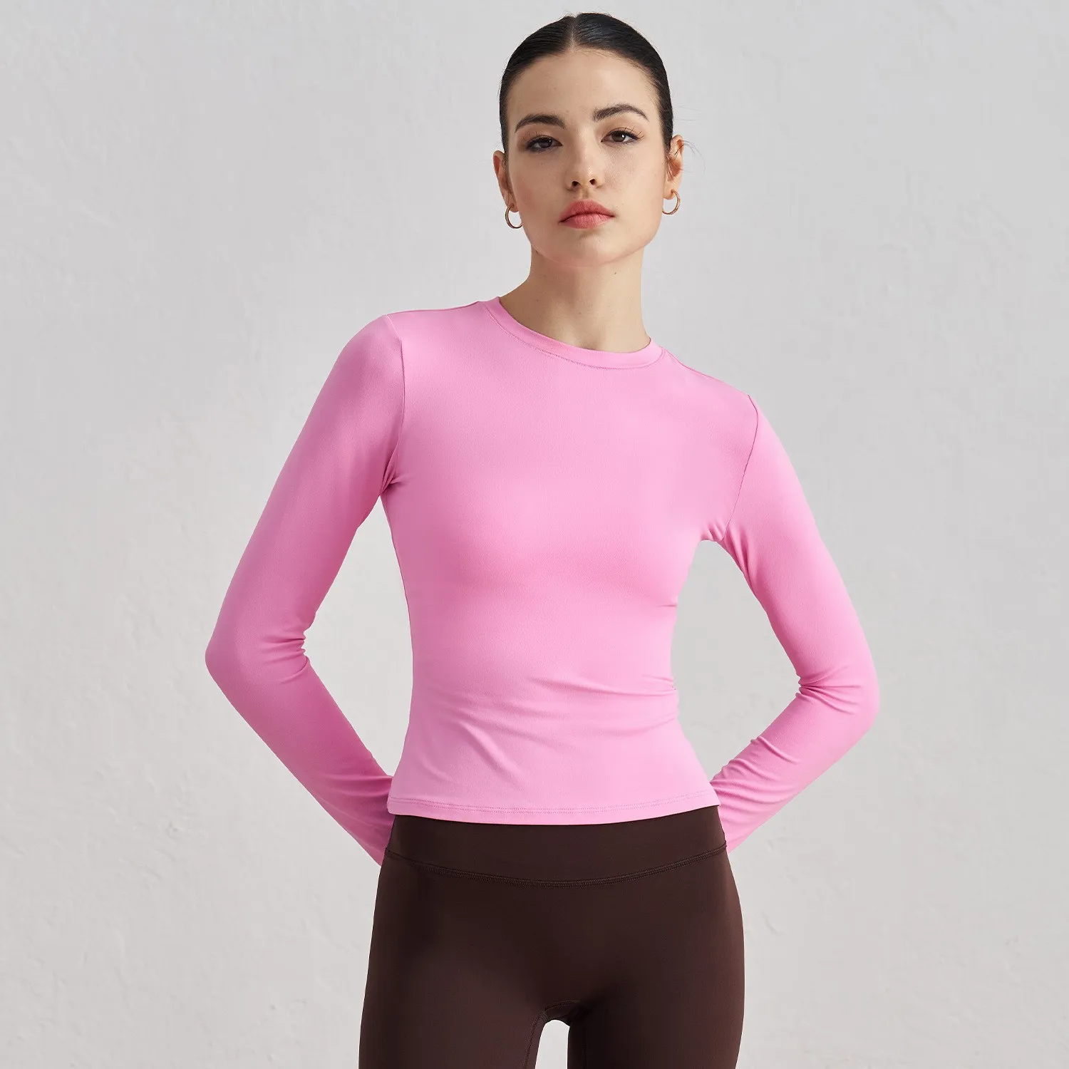 Damen-Langarm-Yoga-T-Shirt, schnelltrocknendes Sport-Top, Workout-T-Shirt, Laufshirt, sexy Bauchfreies Fitness-Gym-Shirt, Sportbekleidung – Detail 16