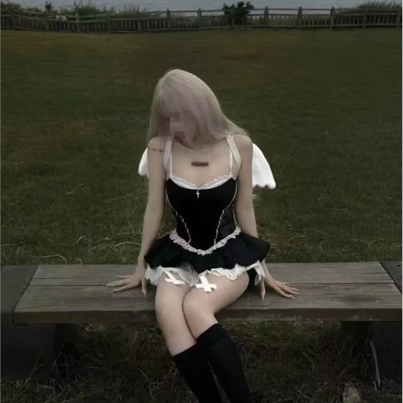 JIAERDI الحلو الأبيض الملاك الجناح على ظهره المرأة لوليتا اليابانية Kawaii أفخم حقيبة الظهر السيدات أنيمي اتفاقية لطيف حقيبة مدرسية 2025