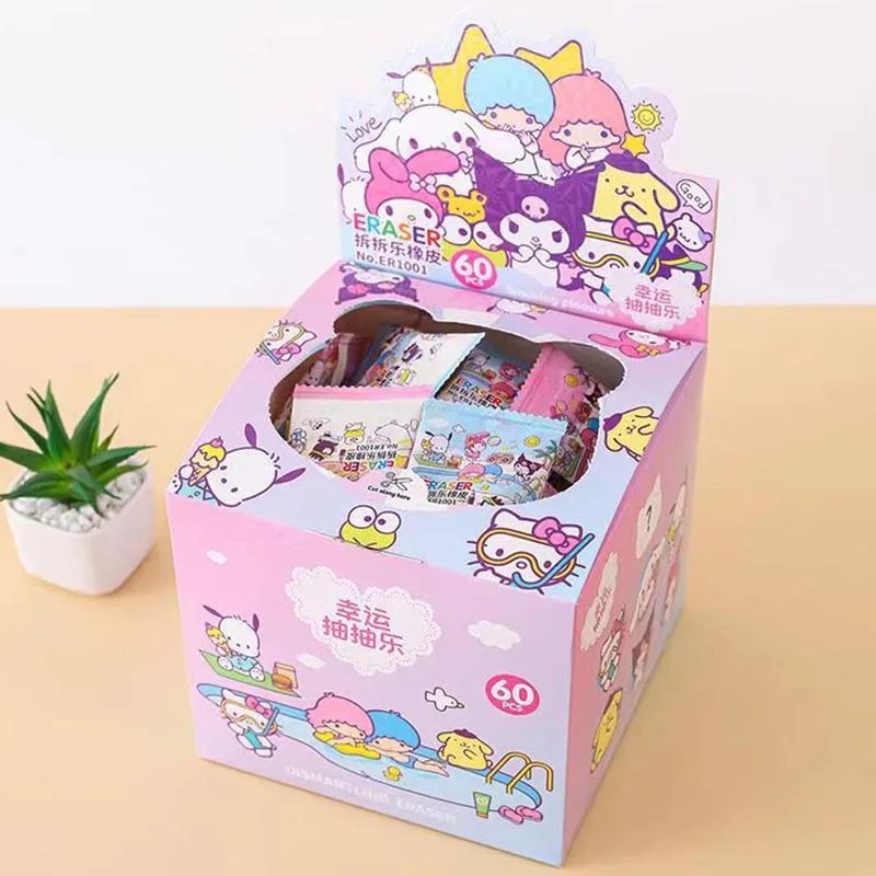 

60pcs/lot Sanrio Kitty Melody Eraser Cute Pochacco Writing Drawing Rubber Pencil Erasers Stationery Gifts School Supplies