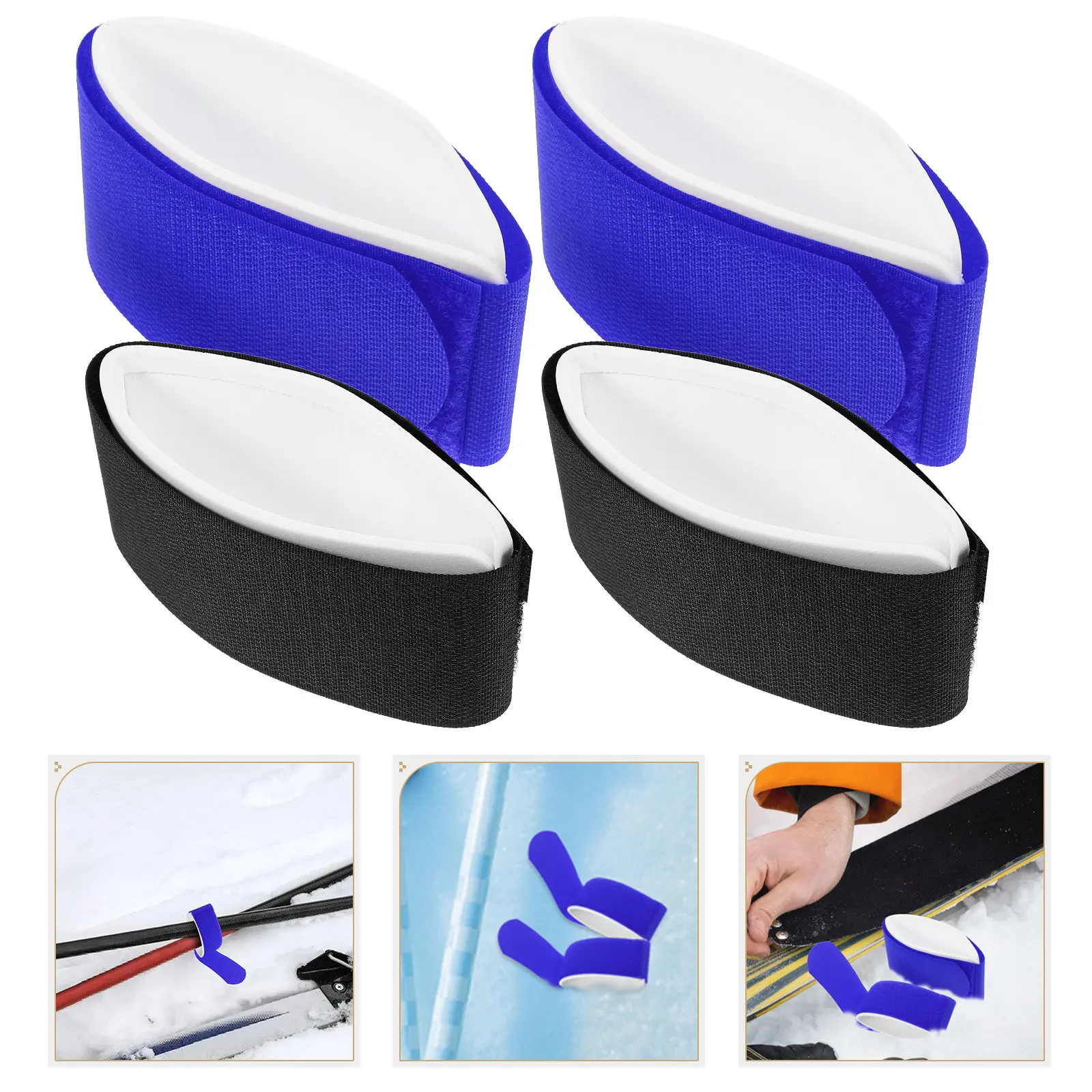 

4pcs Ski Straps Skis Fixing Band Snowboard Adjustable Reliable Nylon Material Protect Arms Carrying Supplies Red Green