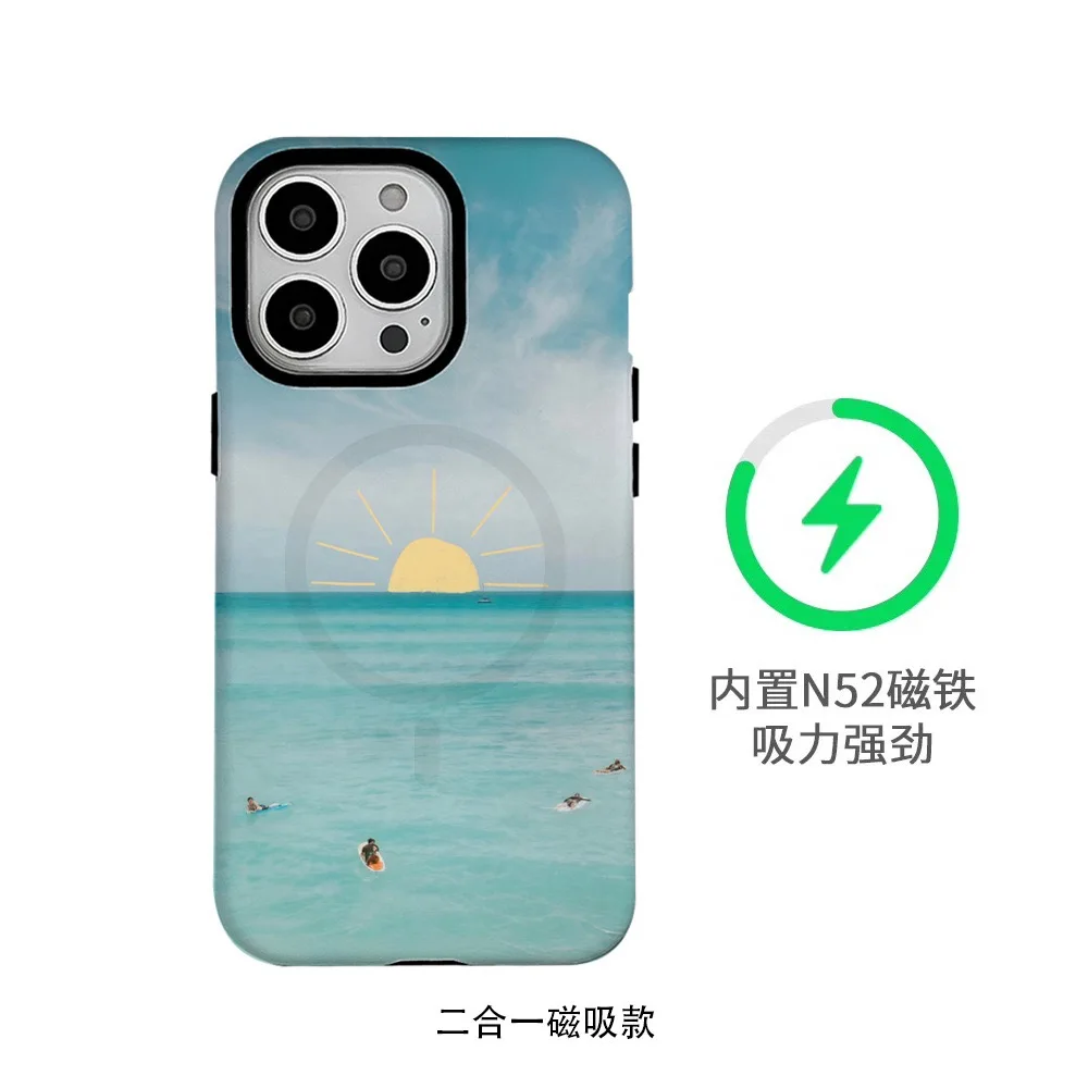 

Surfing on A Maritime Holiday Case for IPHONE 17Air 16ProMax 15 Plus 14 13mini 12 11 Acrylic TPU Two in One Magnetic Phone Cases