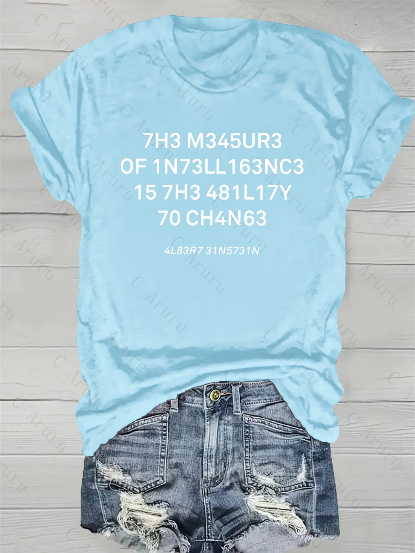 Leet Code Quote Women's Tee - Funny Numeric Letter Print Black Top view 2