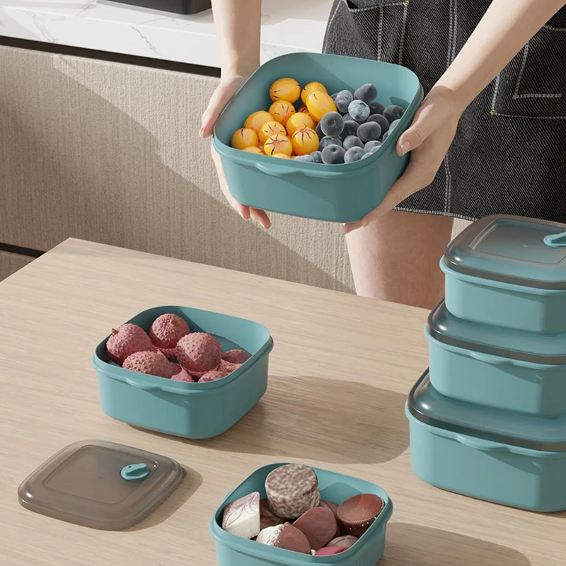 Square Food Storage Containers With Lid Fridge Meat Vegetable Fresh-Keeping Organizer Box For Kitchen Storage