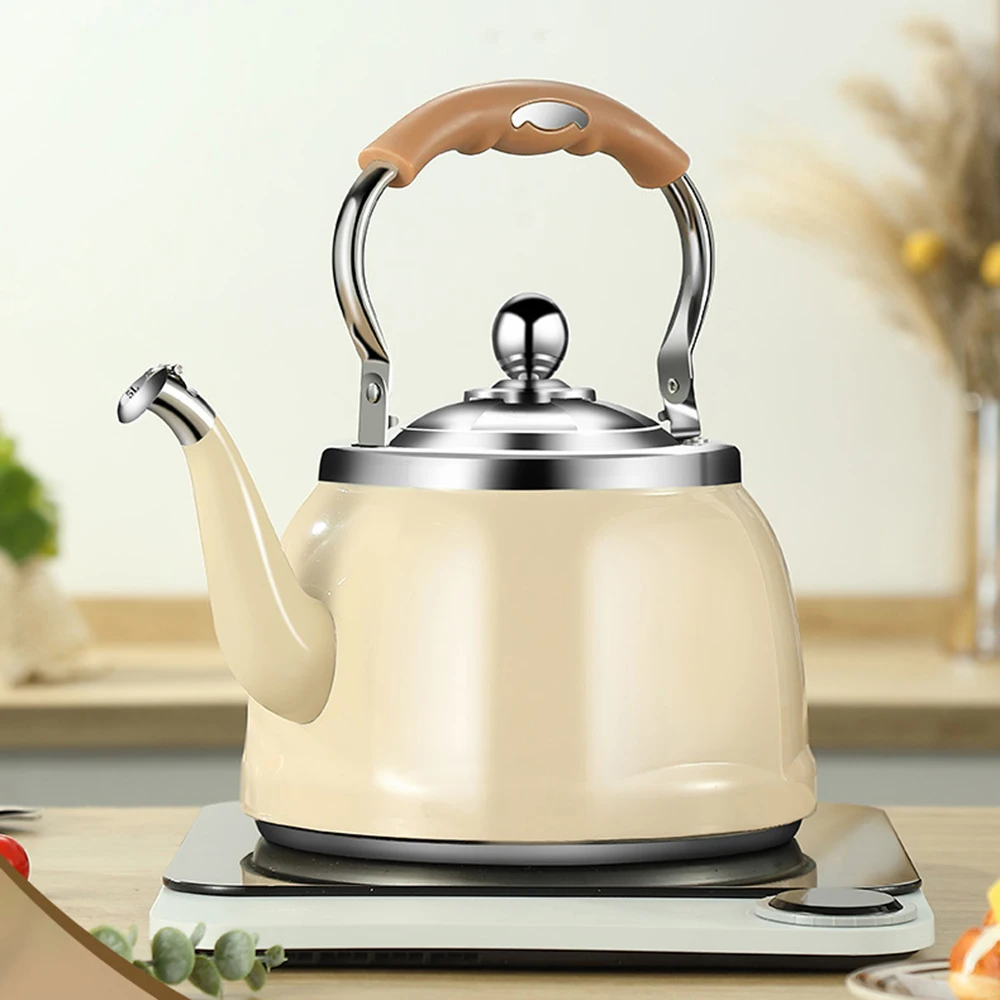 

304 stainless steel whistle kettle, Household gas induction cooker universal kettle, High-capacity boiling water pot, 5L