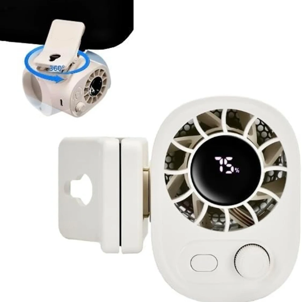 Mini Clip Fan, Rechargeable 1400mAh Personal Cooling Fan, 100-Level Adjustable Wind, 360° Rotatable, Clip-on Design for Umbrella